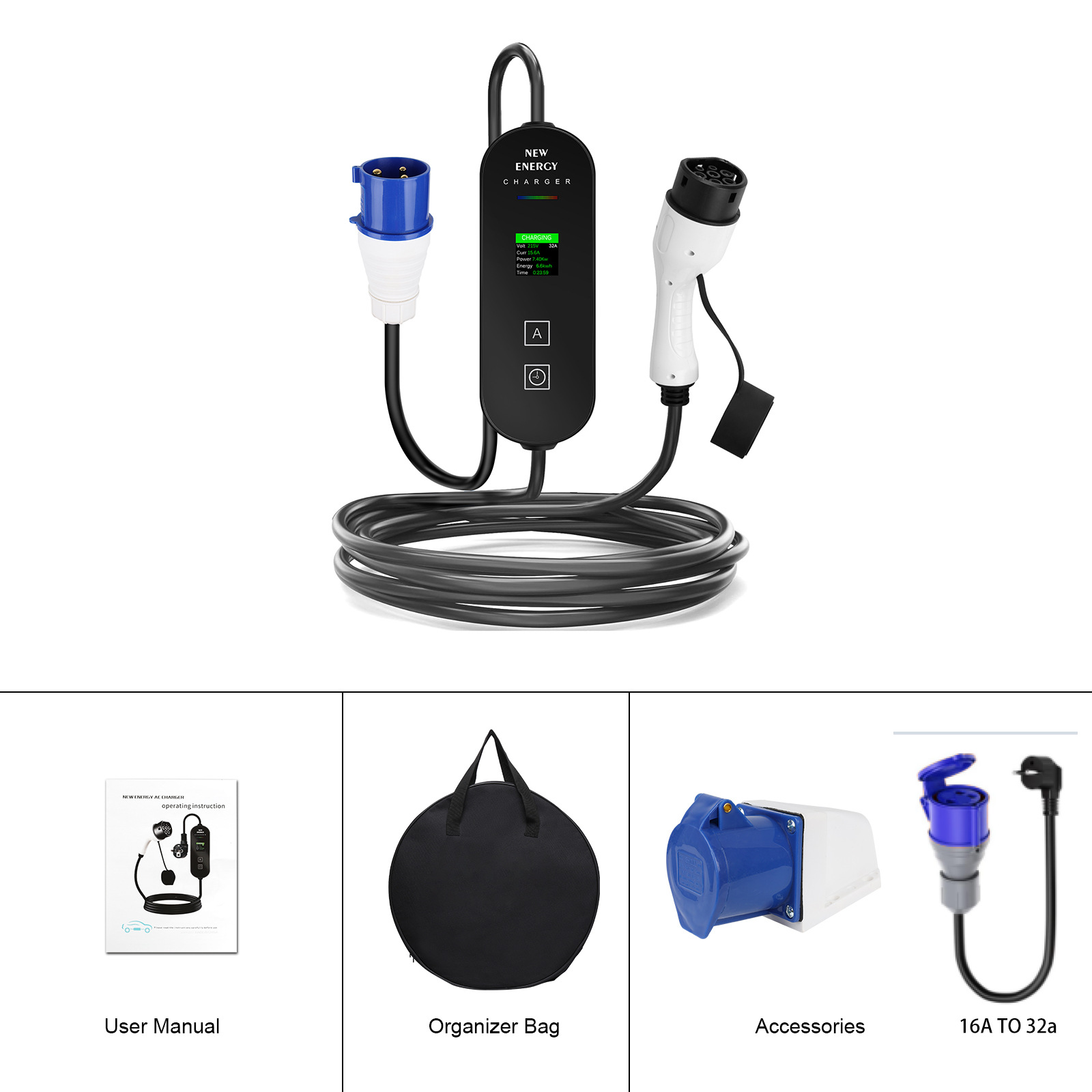 EU/영국식 플러그, CEE 32A/16A, 휴대용 전 - Portable Ev Charger 32A Type 2 Cee Plug 리뷰 및 가격