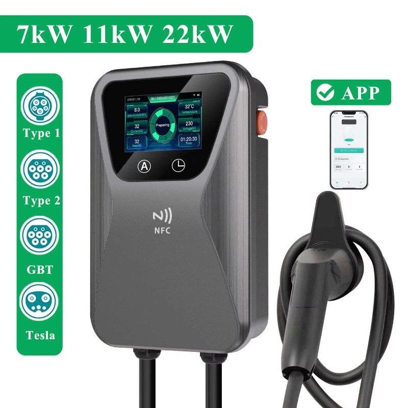 EV 충전기 스마트 월박스, 7kW, 11kW, 22k - 22Kw Wallbox Type 2 Ocpp Rfid 리뷰 및 가격